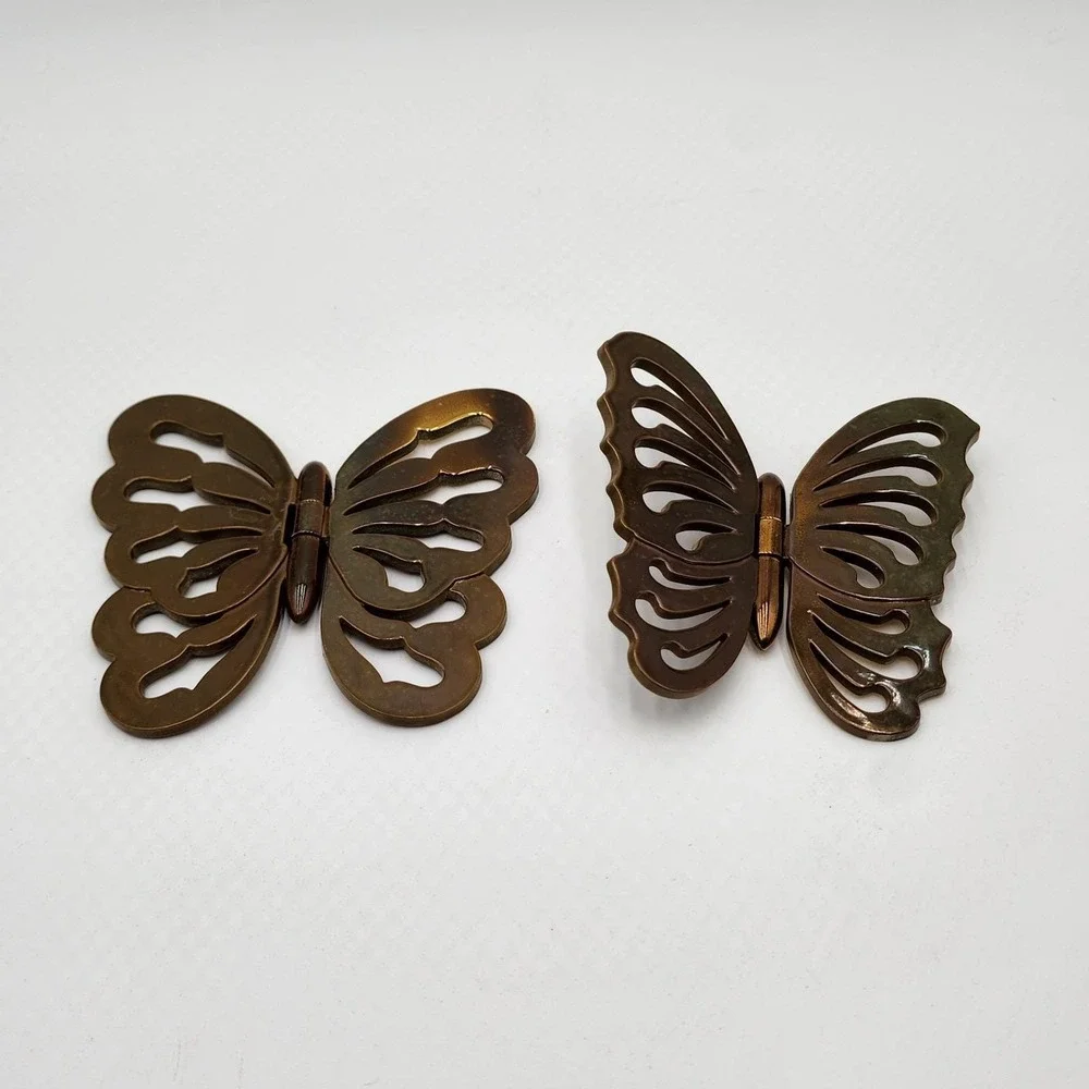 Vintage Gold Butterfly Wall Plaques Set of 2 Bendable Plastic Retro Decor 1980s